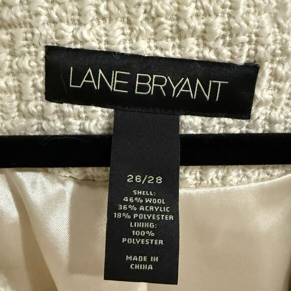 Lane Bryant Women’s plus size 26/28 Creamy White Wool Coat Jacket zip up pockets - Picture 2 of 4